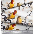 thumbnail image 2 of Soimoi White Poly Georgette Fabric Fish,Bird & Yacht Bird Print Sewing Fabric BTY 52 Inch Wide, 2 of 3