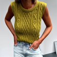 thumbnail image 3 of Summer Knit Tank Top for Women - Lazy Round Neck Sleeveless Fashion Shirt Matcha Green L, 3 of 5