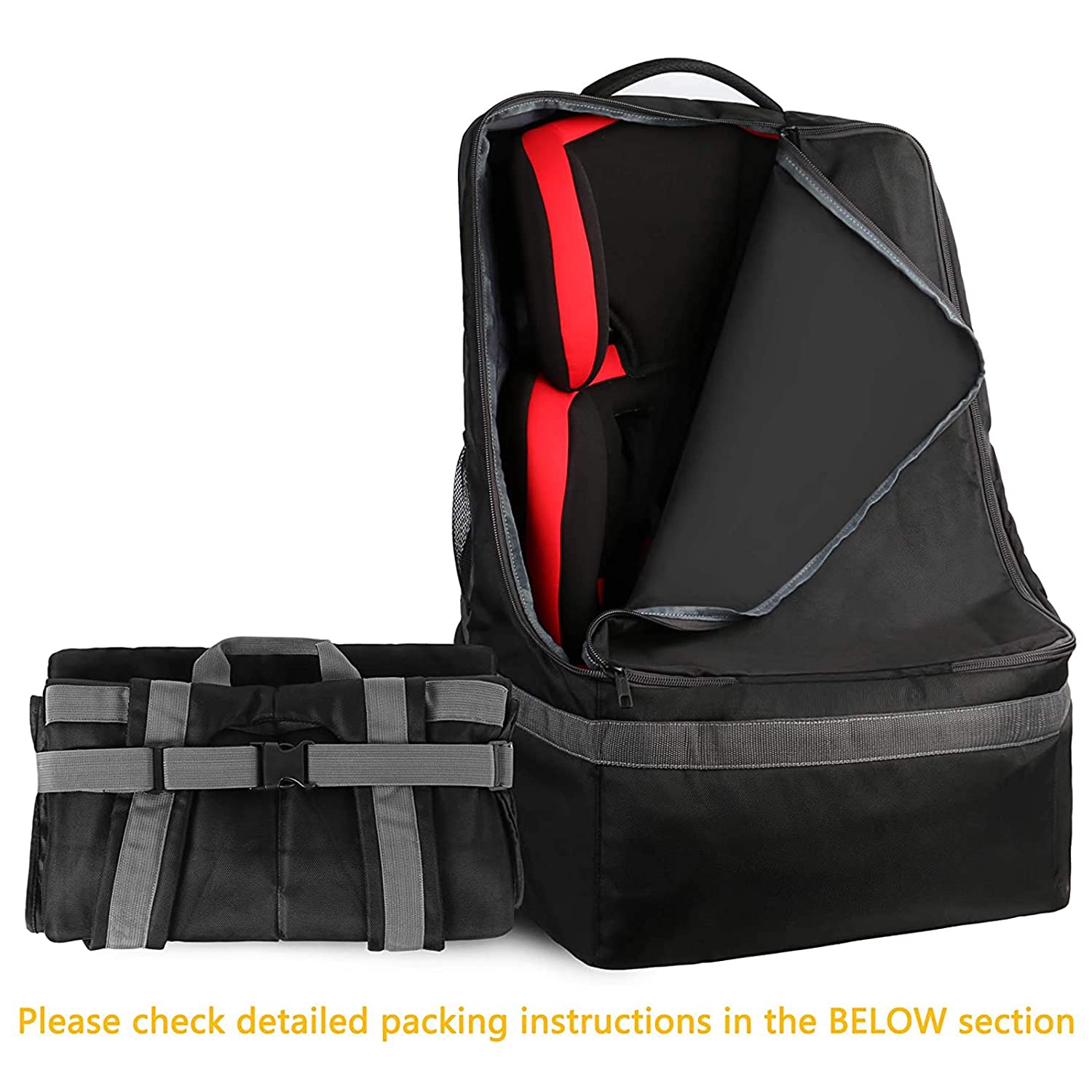 Car Seat Travel Bag, Large Durable Padded Carseat Carrier Bag, Airport Gate  Check Bag, Infant Seat Travel Bag, Black