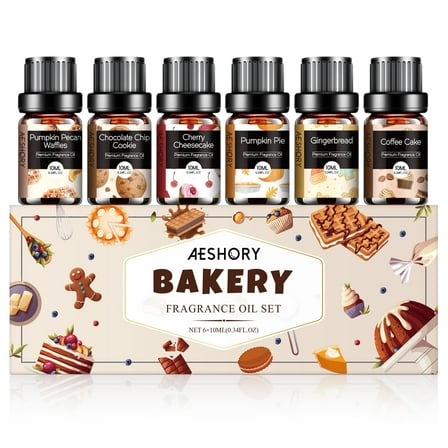 Aeshory Bakery Fragrance Oils Set - Essential Oils for Diffusers for Home, Candle Making - 10 ml/6 pack