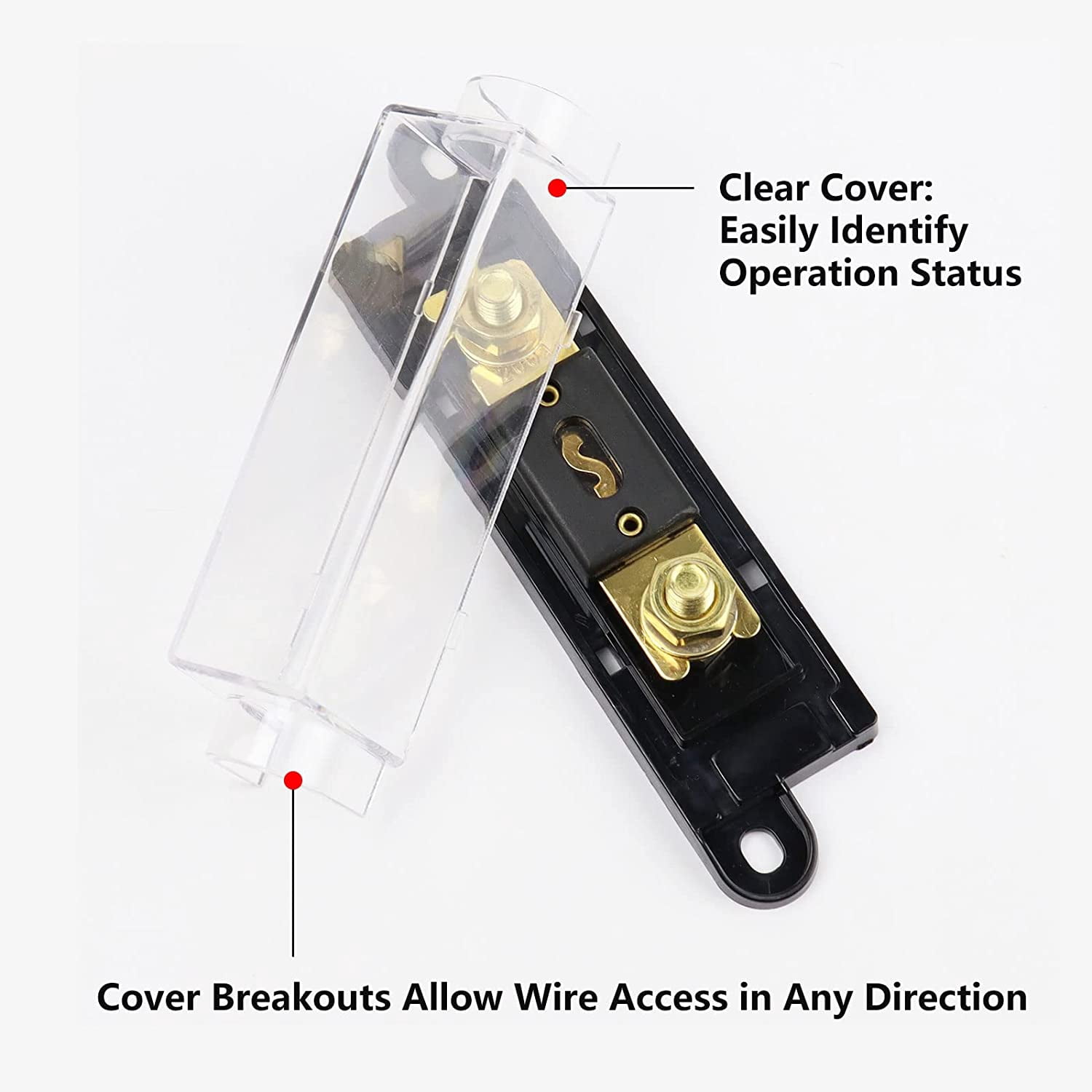 ANL Fuse Holder Kit - 2pcs Fuse Distribution Block with Protective Cover & 2pcs 200A Inline Fuses 200 AMP - Car Boat Audio Stereo Amplifier Alarm Circuit Protection
