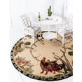 thumbnail image 2 of Unique Loom Barnyard Rooster Design Area Rug 8' x 8' Round Ivory/Olive, 2 of 2