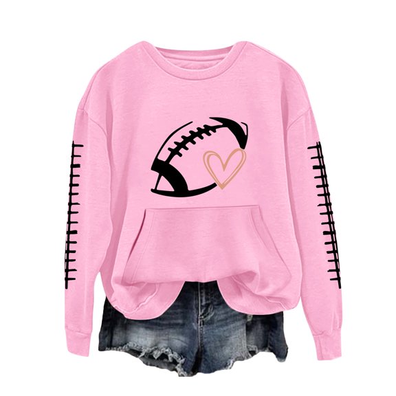 NMMUED Fall Clothes for Women, Fall Tops for Women, Pullover Sweatshirts for Women, Cute Womens Tops, Womens Crewneck Sweatshirt, Pink XL