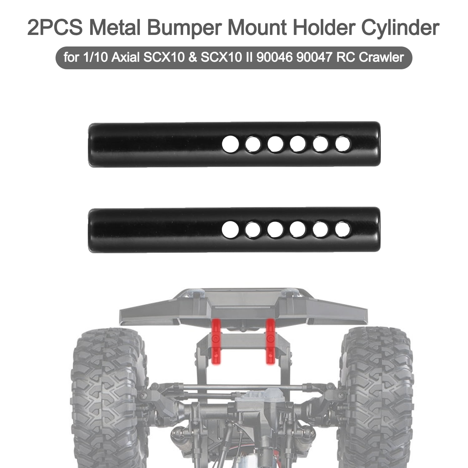 2Pcs Alloy Straight Adjustable Bumper Mount Bracket for 1/10 RC Axial SCX10 D90 