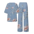 thumbnail image 5 of Ensembles de Pyjama pour Femmes Adapté Été Col Rond Manches Courtes Imprimé Floral Haut Chemise avec Pantalon Grande Taille 2 Ensemble TTG, 5 of 5
