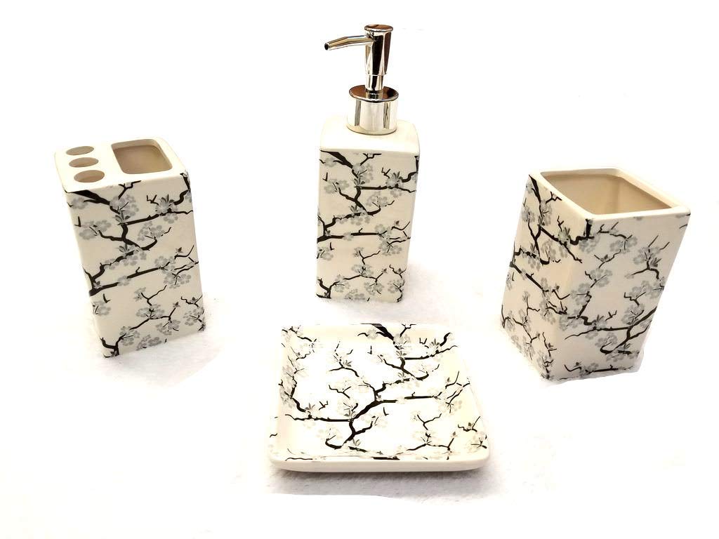 Empire Home Printed 4 Piece Bathroom Accessory Set