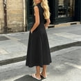 thumbnail image 6 of QUNYINEY Button Down Dresses for Women Sleeveless A Line Black Midi Sundress Loose Fit Casual with Pockets Collared Dresses S-2XL, 6 of 6
