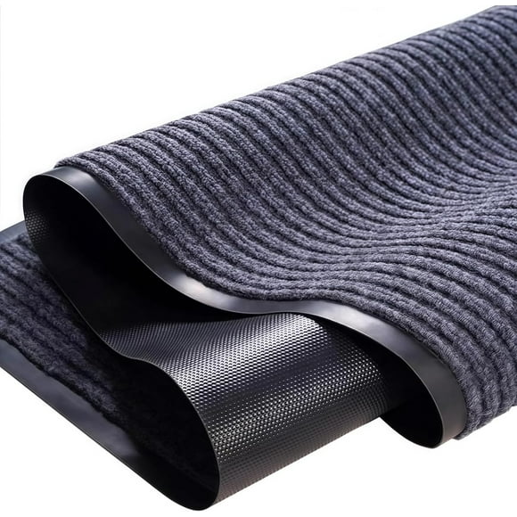 BBTEQEKN Tapis de Couloir Commercial 3 x 10 Pi, Tapis de Sol Commercial avec Dos en PVC Antidérapant, Tapis Industriel à Double Rayures pour Couloir Hôtel Escalier Bureau, Noir