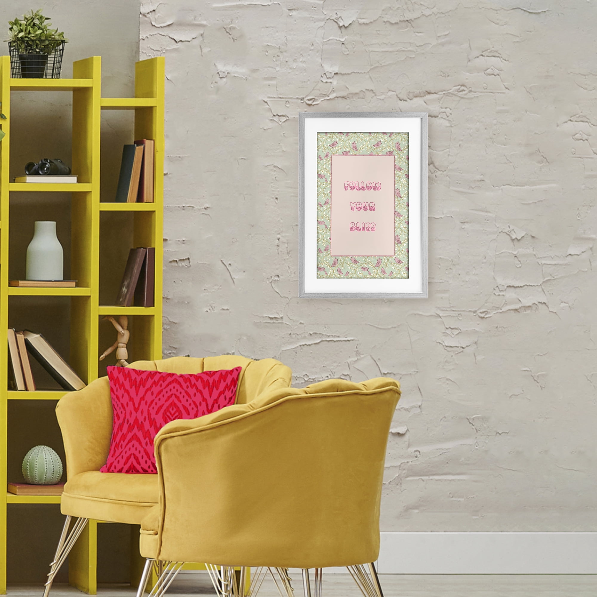 Stupell Industries Follow Your Bliss Gray Framed Print Under Glass, design by Pooja Dave