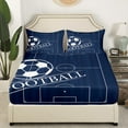 thumbnail image 3 of Football Twin Size Sheet Sets Sports Theme Sheets, Ball Gamer Bed Set Navy Blue Bed Sheets Set, Football Field Fitted Sheet, 3 of 7