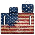 thumbnail image 4 of COEQINE Easy-Carry Golf Cart Seat Cover, Foldable Design with Handle for Storage, Universal Size Quilted Polyester, 4 Front Pockets, Machine Washable, Vintage Distressed American Flag, 4 of 8