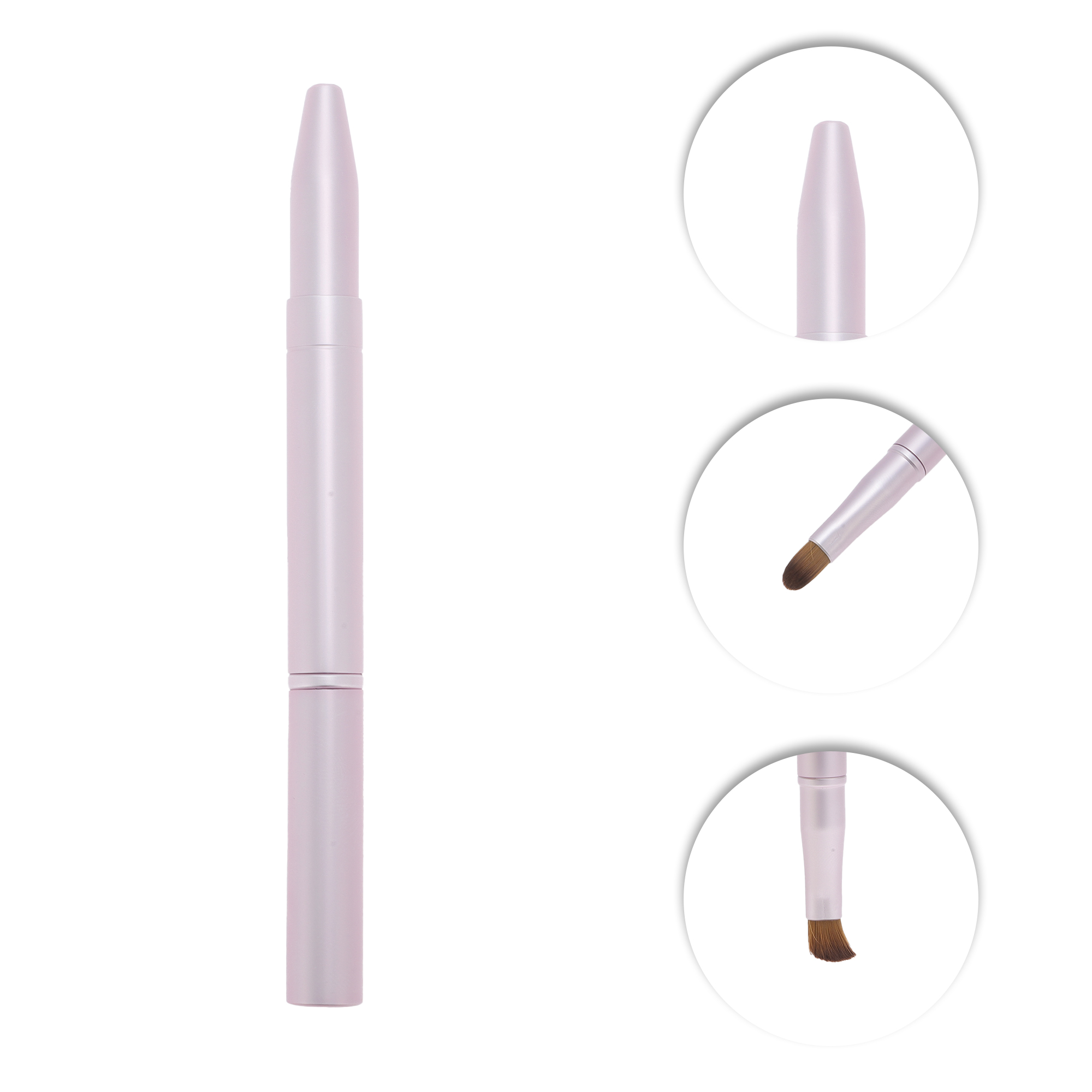 Unique Bargains 1 Pc Double Head Lip Brush for Travel Matte Pink