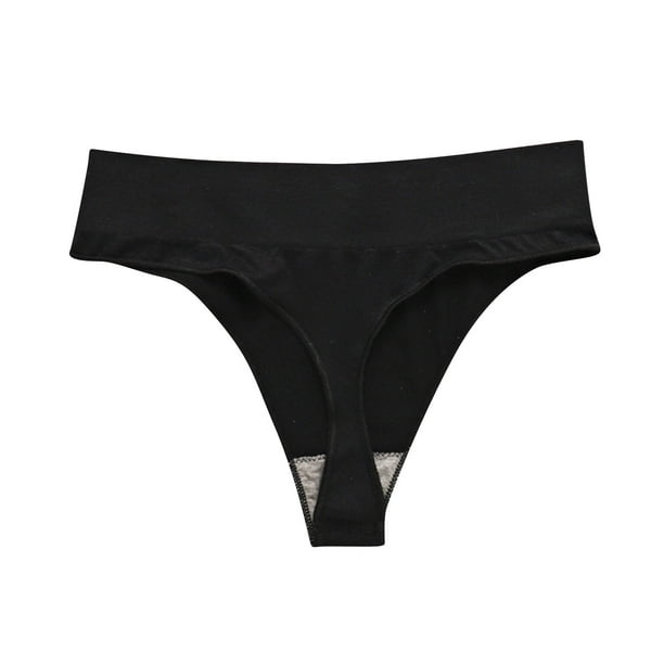nsendm Female Underpants Adult Cotton Womens Briefs Underwear Seamless  Thongs for Women Panties Stretch Breathable High Waist Bikini Underwear(Black,  L) 