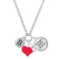 thumbnail image 1 of Delight Jewelry Silvertone Capital Letter - B - Pebble Disc - Red Heart Nurse Strong Zoe Necklace, 1 of 4