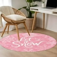 thumbnail image 5 of Winter Snow Round Area&nbsp;Rug 3ft Christmas Snowflakes Pink Vintage Decoration Non-Slip&nbsp;Washable Circle Rugs Soft Felt Indoor Floor Mat for Bedroom Kitchen Living Room Bathroom, 5 of 9