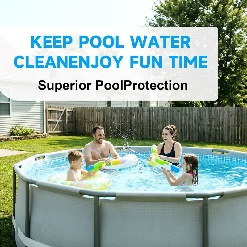 SHELTUSE 28Ft Round Pool Cover for Above Ground Pools, Swimming Pool Cover with Adjust the webbing tensioner, Featuring Windproof, Waterproof and Dustproof Design