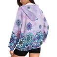 thumbnail image 2 of COEQINE Women's Full Zip Up Hoodie Oversized Sweatshirts Mandala Purple Pattern Long Sleeve Fashion Jacket for Women Y2K Tops with Pockets Fall Casual Hooded Wear, XS, 2 of 7