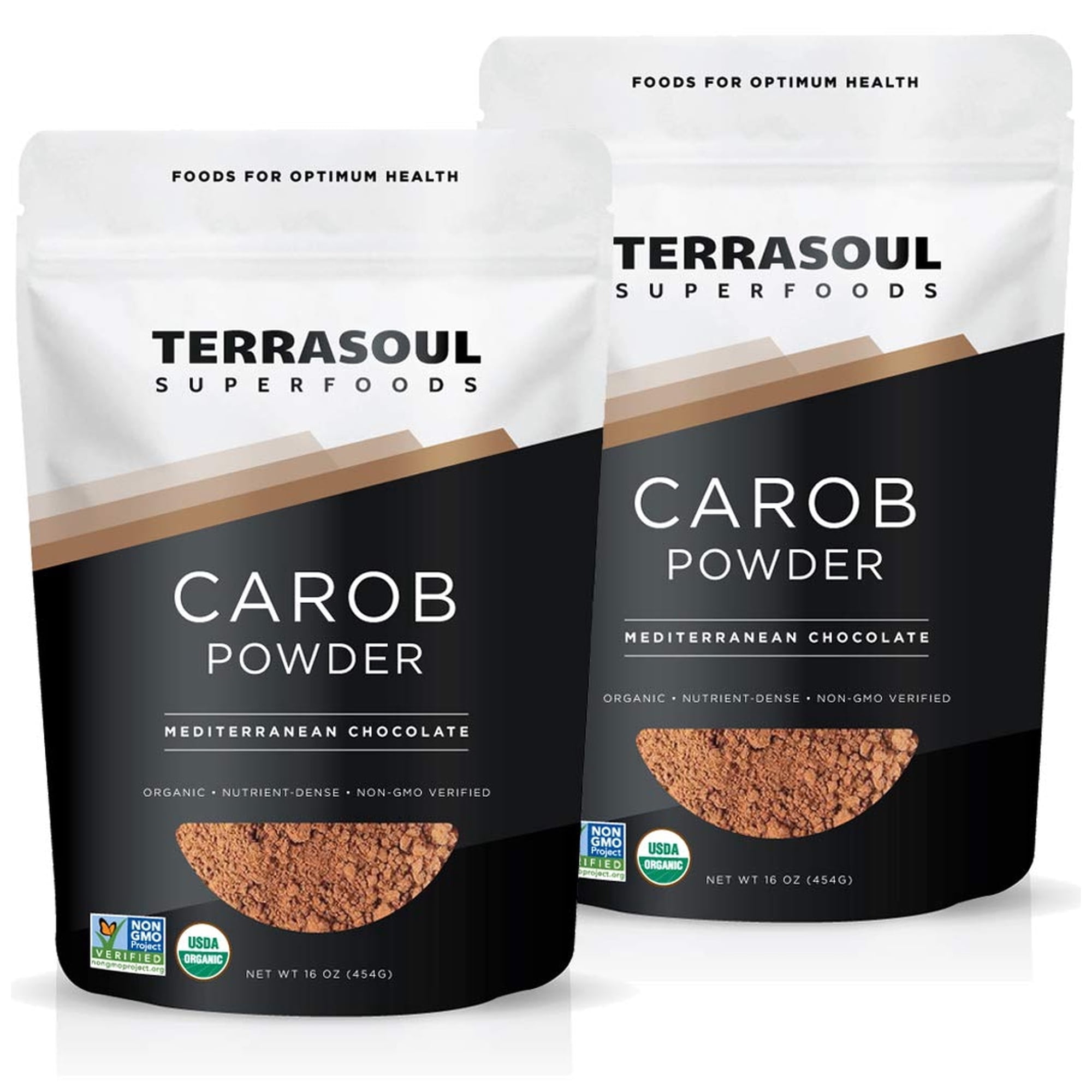 Terrasoul Superfoods Organic Carob Powder, 2 Lbs (1 Lb 2-Pack) - Cocoa Powder Alternative | High in Fiber