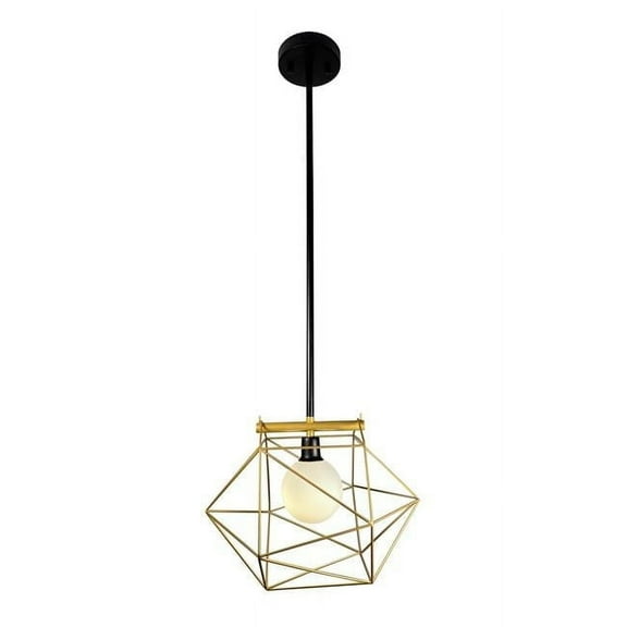 EQLight EQMCBGGP01 10 x 14 x 11 in. Yumil Modern 1-Light Geometric Black & Gold Pendant