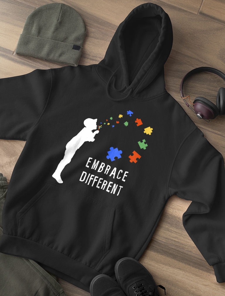 Tstars Womens Embrace Different Autism Awareness Autistic Spectrum Awareness Acceptance Autistic Support Shirts for Womens Hoodie