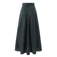 thumbnail image 3 of Women's A Line Skirts Elastic Waist Plaid Long Skirt Womens Retro Woolen Plaid Skirt Women's Winter Mid Length High Waisted Skirt, 3 of 5
