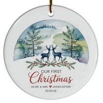 Our First Christmas As Mr & Mrs Ornament 2025, Ornament 1st Christmas Married Wedding Newlywed, Custom Name Text Choose Year Gifts for Couple Bride Groom, Circle Christmas Ornament