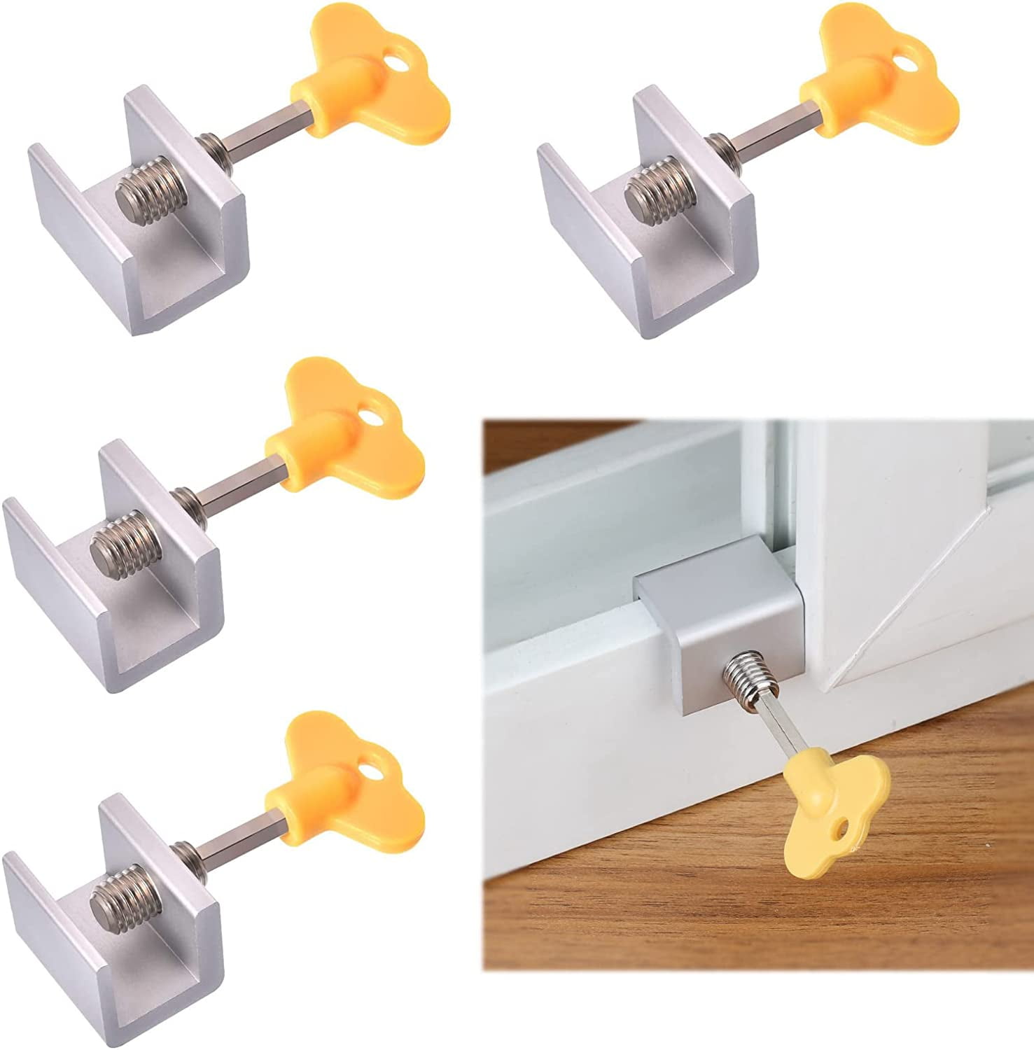 Window Locks, 4 Sets Sliding Window Locks Child Proof Adjustable Window 