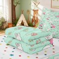 thumbnail image 5 of Erosebridal Fox Zipper Queen Comforter Set with Fitted Sheet and 2 Pillowcases for Girls, Green Bunnies Zipper Bedding Set, Polka Dots Reversible, 5 of 7