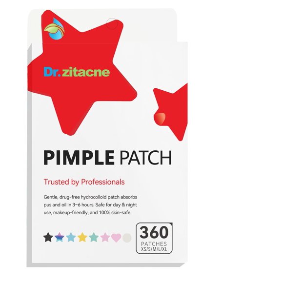 Pimple Patches Dr. Zitacne, 360 unidades, 5 colores y 7 tamaños, con árbol de té