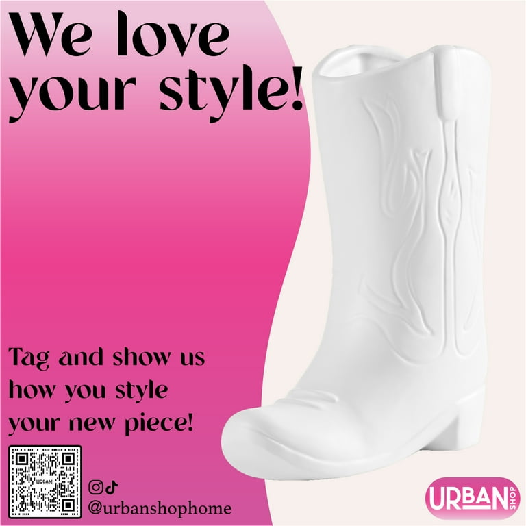 2 pack) Urban Shop Ceramic Cowboy Boot Vase, 8.75