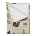 thumbnail image 2 of Jamaican Soft Flannel Fleece Throw Blanket, Hand Drawn Illustrations of Elements from Caribbean Cultures Old Paper Effect, Cozy Plush for Indoor and Outdoor Use, 50" x 70", Multicolor, by Ambesonne, 2 of 5