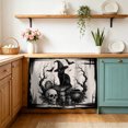 thumbnail image 5 of Halloween Cabinet Curtains 28"W x 35L, Retro Fall Spooky Cats Skulls Bones Bats Branches Under Sink Skirt for Bathroom Vanity Kitchen Self Adhesive, Dust-Proof Privacy Curtain for Closet Shelves, 5 of 9