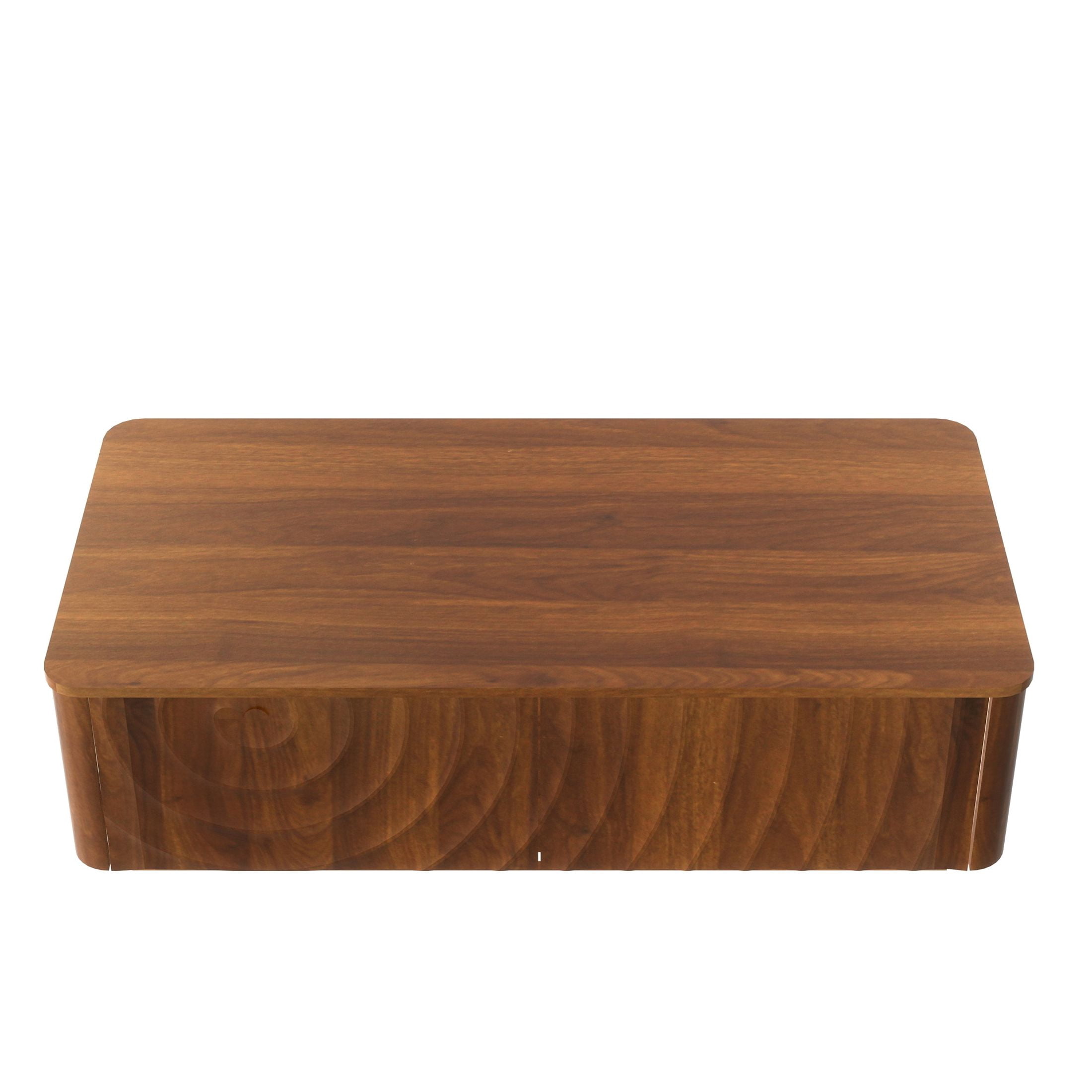 Noble House Onel Modern Coffee Table with Storage Drawers Rectangle Water Wave Texture Table for Living Room, Walnut