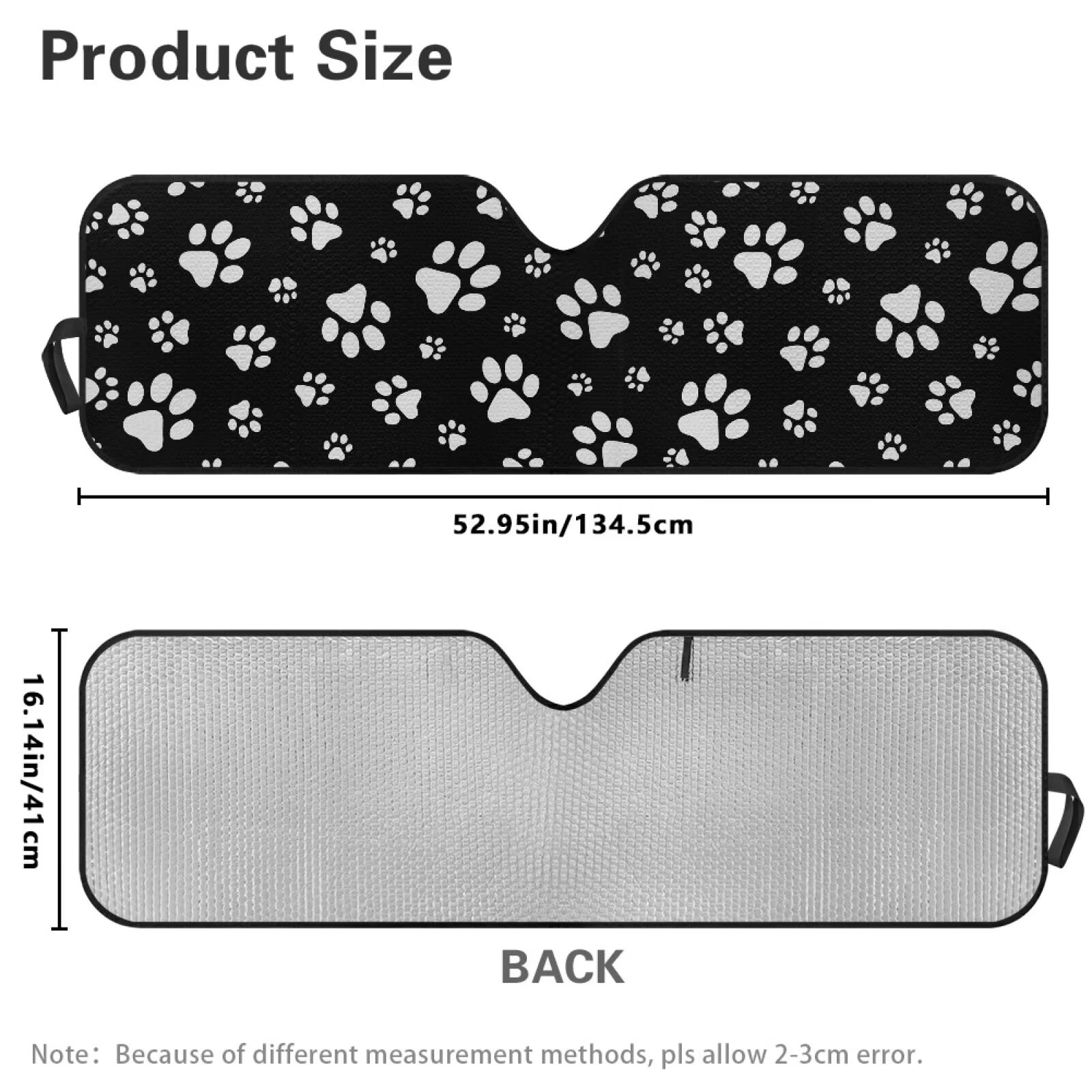 Uorisanigo Windshield Sun Shade for Jeep Wrangler TJ JK JKU Sport Sahara Rubicon 2 Door & 4 Door Foldable Pet Paws Print Front Sunshade, Blocks UV Rays and Heat, Keep Interior Cool