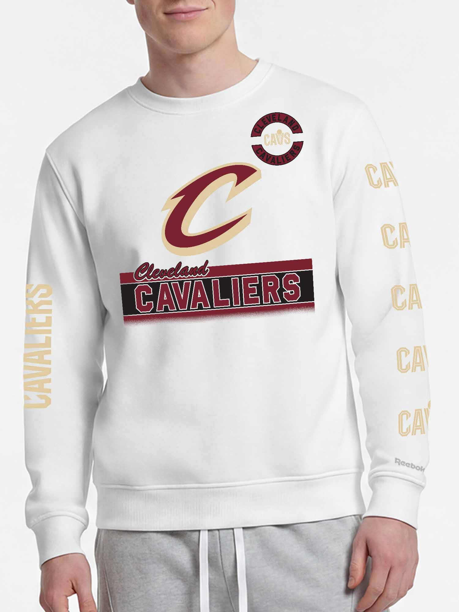 Cleveland Cavaliers Reebok Mens White Crew Sweatshirt