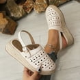 thumbnail image 2 of GERsome Women's Flatform Wedge Closed Toe Sandals Slip On Slingback Espadrilles Summer Beach Comfort Walking Shoes, Beige Size 7.5, 2 of 8
