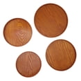 thumbnail image 2 of 4pcs Wooden Tray Slip Resistant Spill Proof Durable Safe Multifunctional Round Serving Tray for Restaurant Dark Brown, 2 of 12