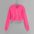 thumbnail image 2 of Kaprioy Zip Up Hoodies for Women Cropped Long Sleeve Sweatshirts Jackets Trendy Y2k Crop Tops Fall Fashion Clothes Hot Pink, XL, 2 of 5