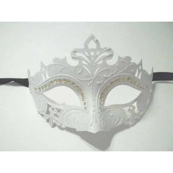 White Princess Crystal Mardi Gras Masquerade Mask