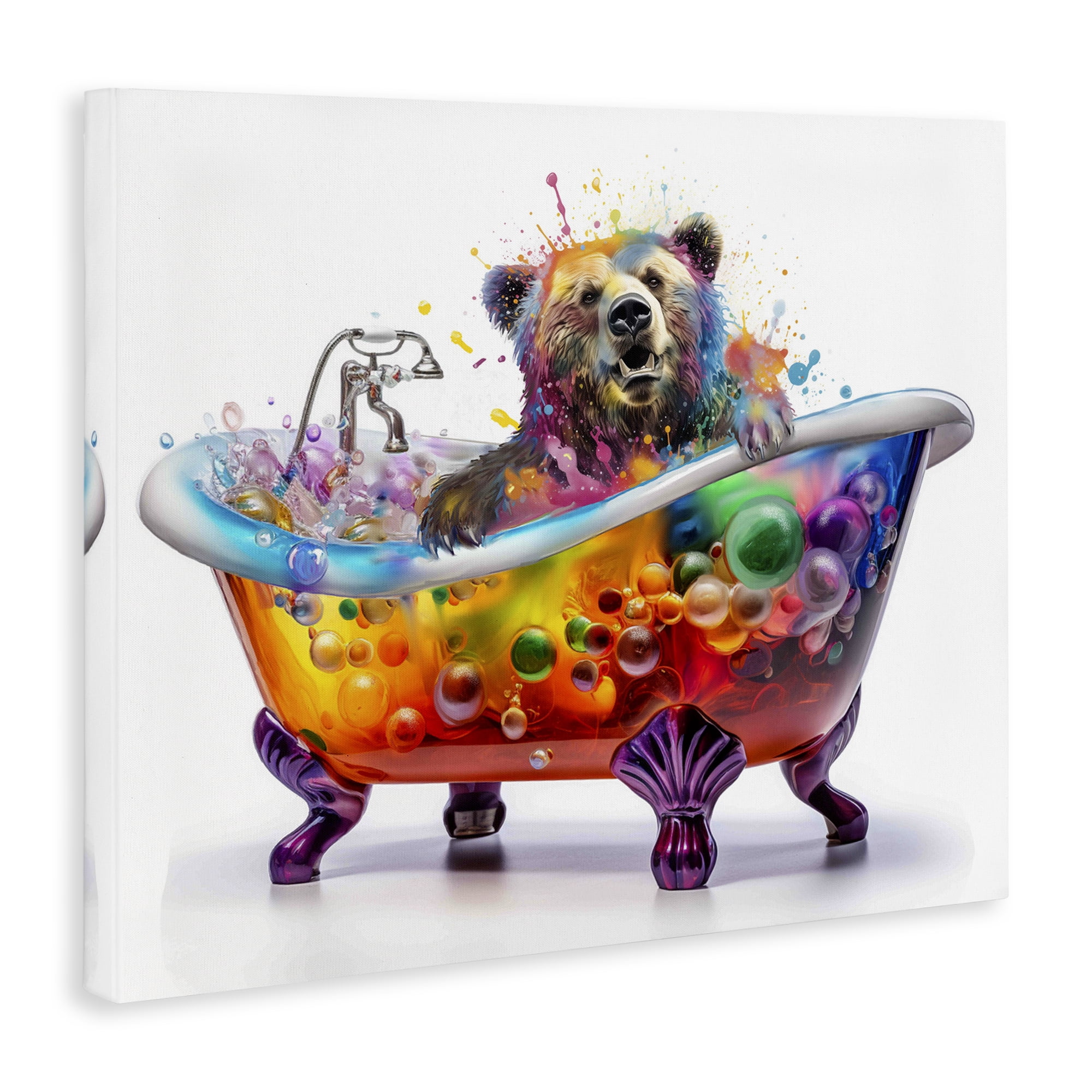 Stupell Industries Modern Bold Bubble Bath Typography Painting Gallery Wrapped Canvas Art Print Wall Art, 40 x 30