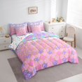 thumbnail image 3 of jejeloiu Pink Mermaid Pattern 7-Piece Twin Bedding Sets,Purple Gold Glitter Print Bedding Comforter Set For Girls Reversible, 3 of 8