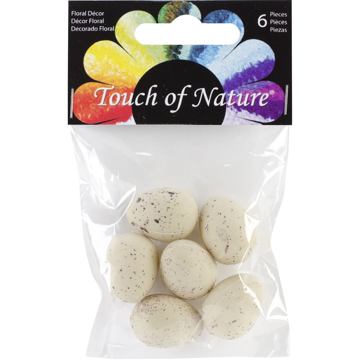 Plastic Bird Eggs 1' 6/Pkg-Beige W/Brown Speckles
