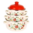 thumbnail image 2 of Juego de 3 ollas esmaltadas, ollas esmaltadas para cocción a fuego lento, utensilios de cocina, ollas portátiles para sopa Rojo, 2 of 9