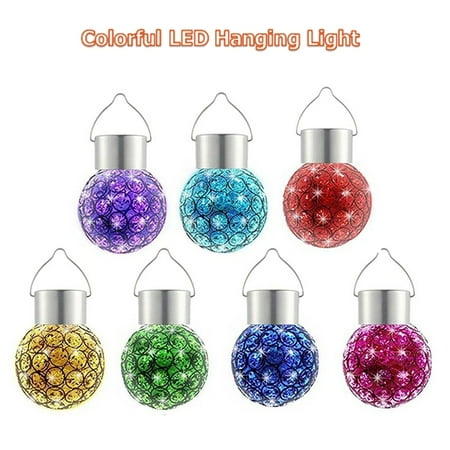 Hanging Solar Lights For Trees WALFRONT 1PC Colorful Solar Powered LED Hanging Light Waterproof Outdoor Yard Path Garden Decoration Lamp Sparkling Color Changing Landscape Decor Light ()