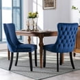 thumbnail image 7 of Velvet Upholstered Dining Chairs Set of 6, Wingback Kitchen Room Accent Chairs with Solid Wood Leg, Dinner Chairs with Nailhead Trim & Button Tufted Back, 7 of 7