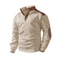 thumbnail image 6 of LYSMORA Men's Knit Stand Collar Button Pullover Sweater, Contrast Splice Elbow Patch Long Sleeve Casual Tops, 6 of 7