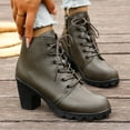 thumbnail image 4 of Wensltd Leather Boots for Women Brown Low Chunky Heel Daily Fashion Fall Boots Lightweight, 4 of 9