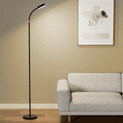 Yamyone Smart Floor Lamp, Rechargeable Type-C Cordless Lamp Touch Control LED Standing Light,  Gooseneck ,3 Colors Stepless Dimmable Floor Light for Living Room Bedroom Office (Black)