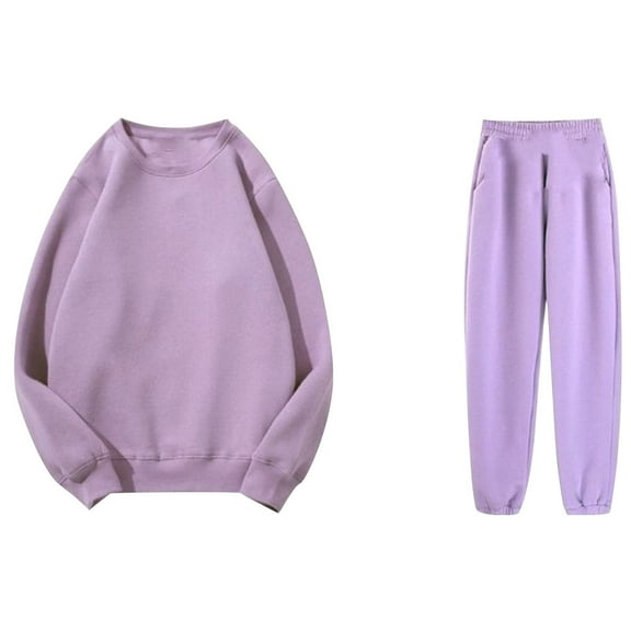 Usmixi Womens Tracksuits Set 2 Piece Outfits Women Casual Crewneck Sweatshirt and Drawstring Jogger Sweatpant Sweatsuit Sets with Pocket Ladies Solid Workout Lounge Sets Deals on Sale