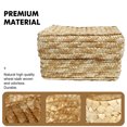 thumbnail image 3 of 1pc Cesta de almacenamiento tejido elegante con tapa para ropa de maquillaje de ropa Snack Sunderies, 3 of 5